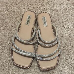 Steve Madden Silver and Cream Women's Sandals
